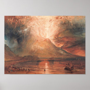 Poster William Turner o Vesúvio na arte do waterscape da