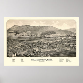 Pôster Williamstown, Mapa Panorâmico MÃE - 1889