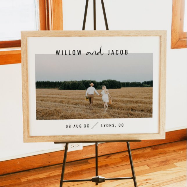 Poster WILLOW Modern Minimalist Photo Wedding Welcome (Criador carregado)