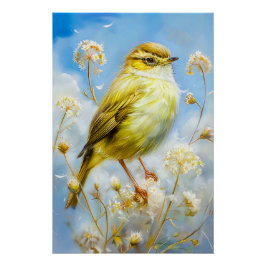 Pôster Willow Warbler em Brushstrokes Impressionistas