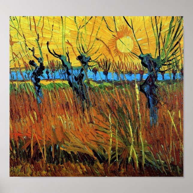Pôster Willows no Sunset (F572) Van Gogh Fine Art (Frente)