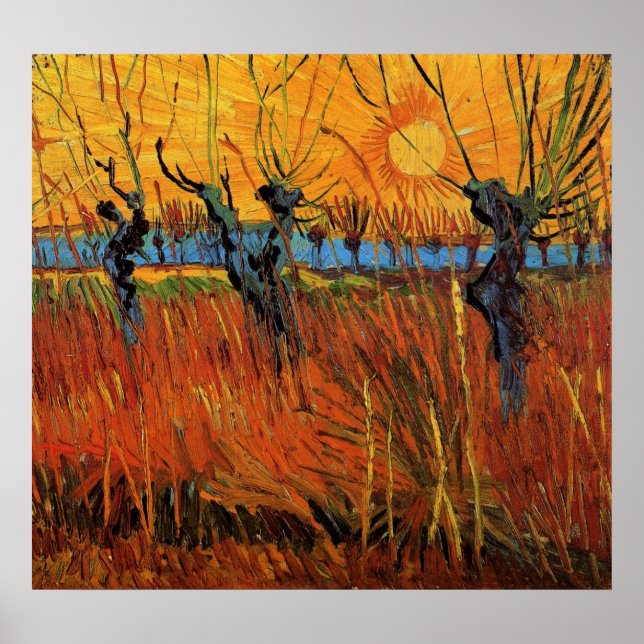 Poster Willows no Sunset por Vincent van Gogh (Frente)