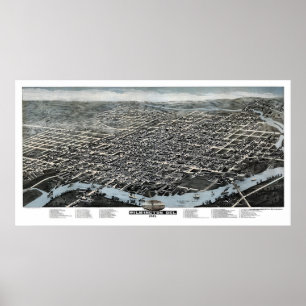 Pôster Wilmington, DE Panorâmico Mapa - 1874