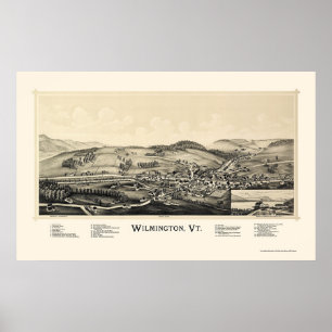 Pôster Wilmington, mapa panorâmico do VT - 1891