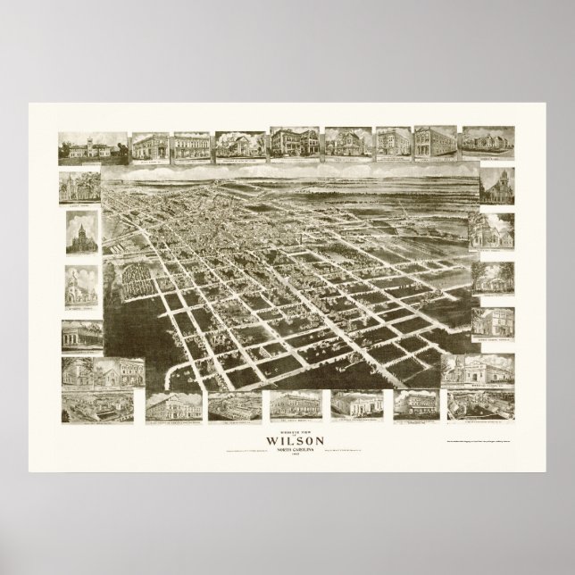 Pôster Wilson, NC Panorâmica - 1908 (Frente)