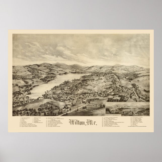 Poster Wilton, ME Panorâmica - 1895 (Frente)