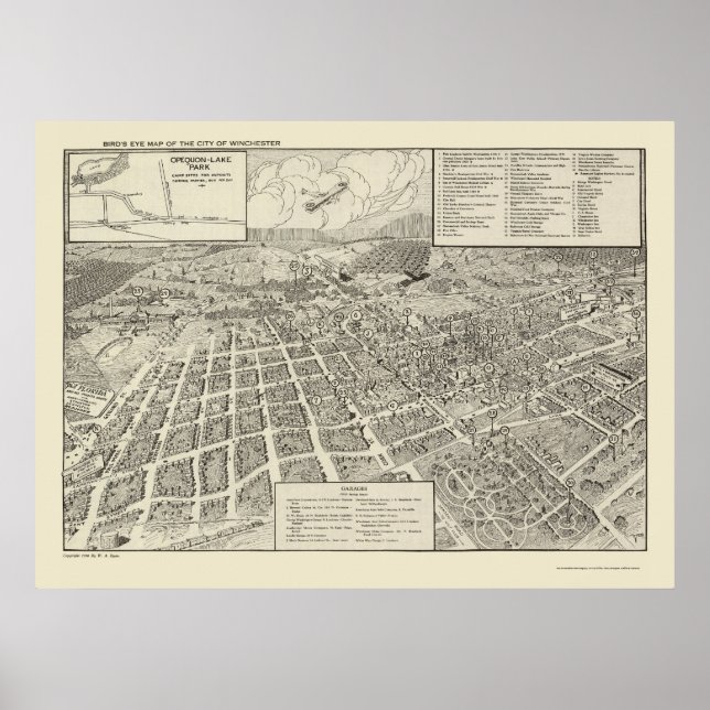 Pôster Winchester, VA Panorâmica - 1926 (Frente)