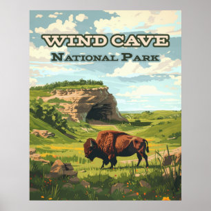 Poster Wind Cave National Park Bison South Dakota