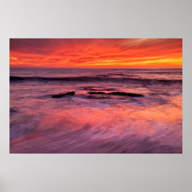 Poster Windansea Beach Red Sunset (Frente)