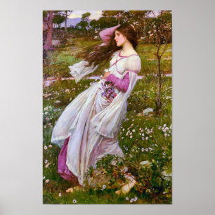Pôster Windflower por John William Waterhouse