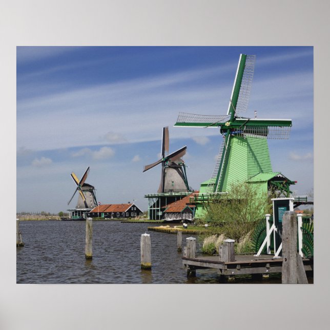 Pôster Windmill, Zaanse Schans, Holanda, Países Baixos 2 (Frente)