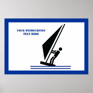 Poster Windsurfer em preto conselho, personalizado de nav