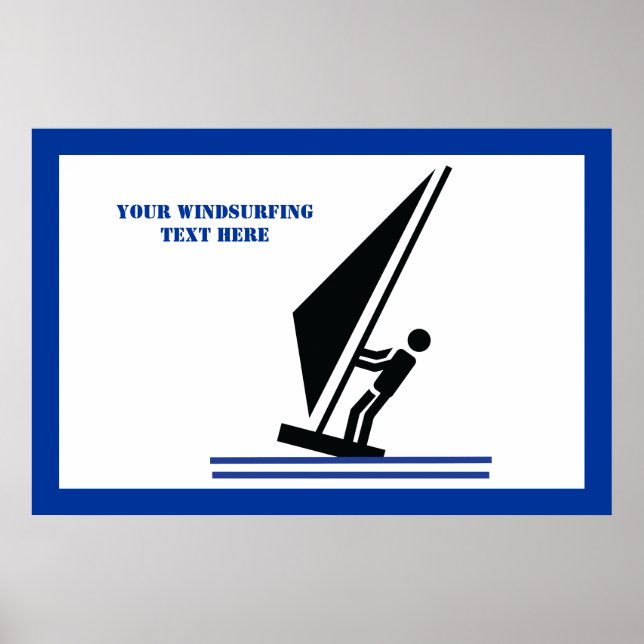 Poster Windsurfer em preto conselho, personalizado de nav (Frente)