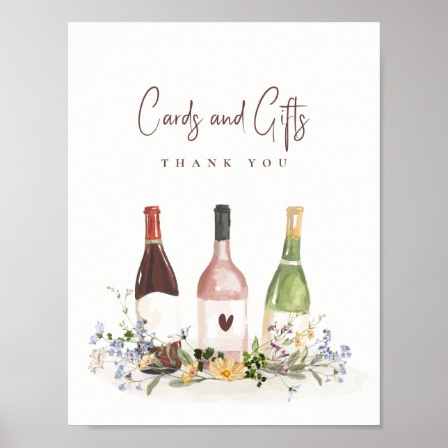 Poster Wine Bottles Cards & Gifts Sign Bridal Shower (Frente)