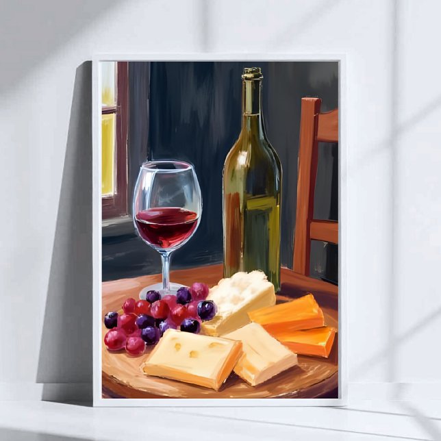 Poster Wine & Cheese | Oil Painting (Criador carregado)