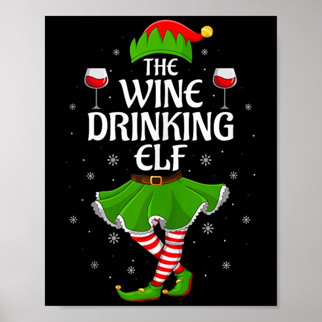 Poster Wine Drinking Elf Christmas Family Girl Women Elf  (Frente)