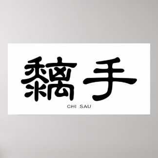Poster Wing Chun Chi Sau Chinês Calliografia