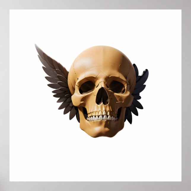 Poster Winged Skull Symbolizing Mortality and Freedom (Frente)