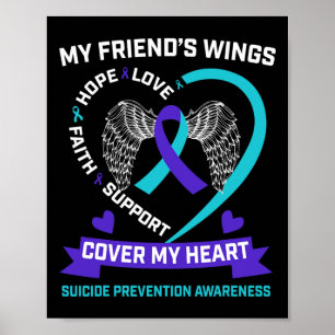 Poster Wings Heart Teal Purple Amigo Suicídio Consciência