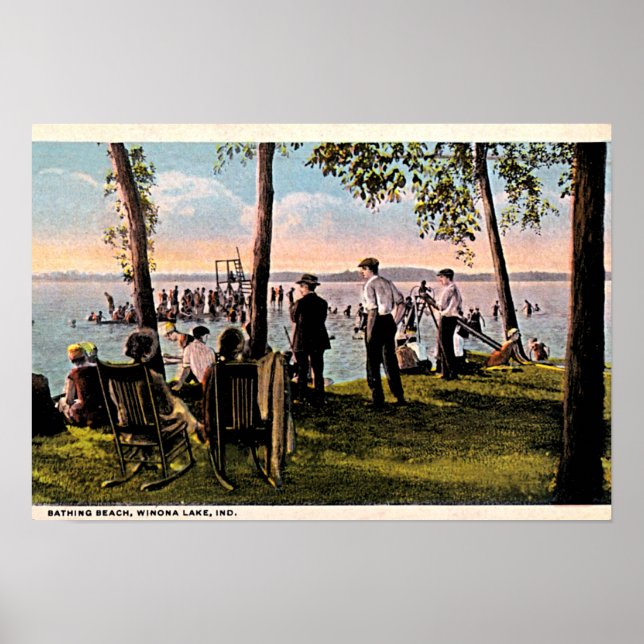 Poster Winona Lake, Indiana Bathing Beach (Frente)