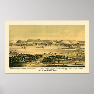 Poster Winona, mapa panorâmico do manganês - 1867