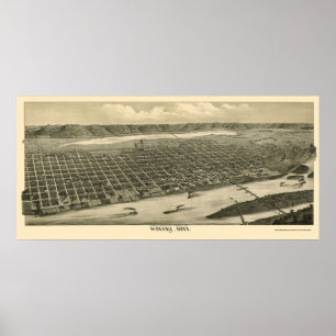 Pôster Winona, mapa panorâmico do manganês - 1889