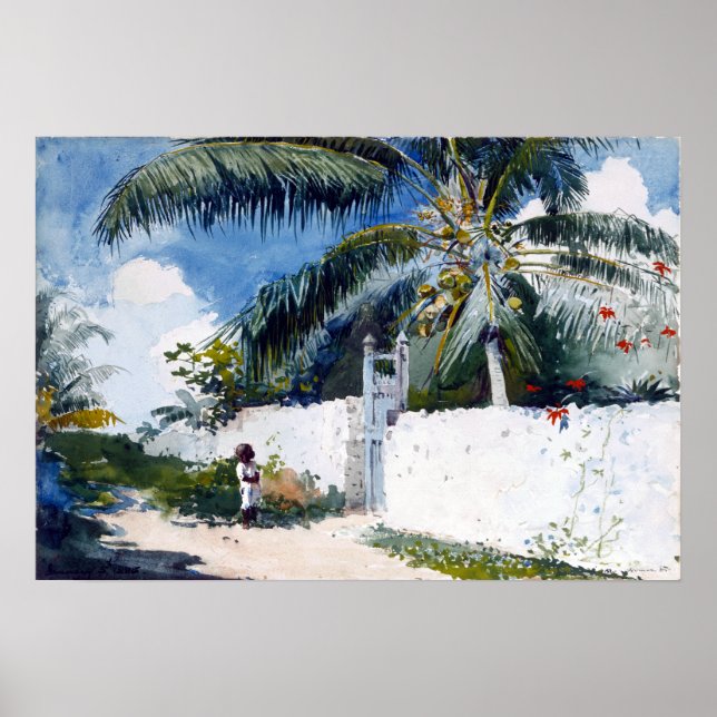 Poster Winslow Homer A Garden em Nassau (Frente)