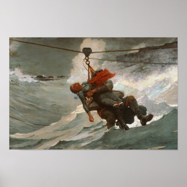 Poster Winslow Homer - A Linha de Vida (Frente)