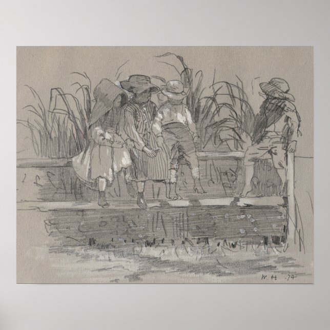 Poster Winslow Homer - Crianças Sentadas na Cerca (Frente)