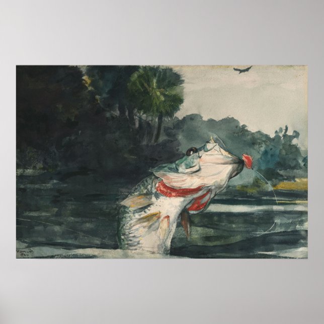 Pôster Winslow Homer Life Size Black Bass (Frente)