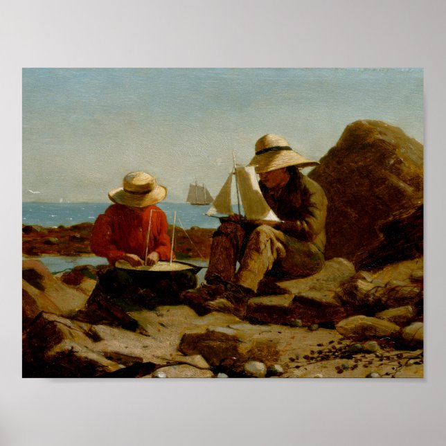 Pôster Winslow Homer - Os Construtores De Barcos (Frente)