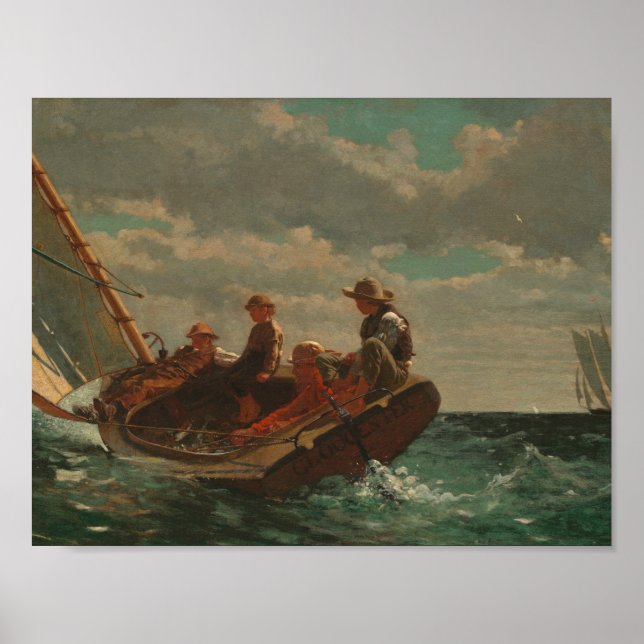 Pôster Winslow Homer - Respirando (Um Vento Justo) (Frente)