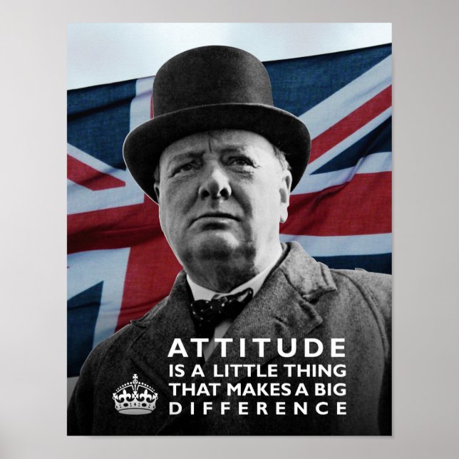 Pôster Winston Churchill - "A Atitude Faz Uma Diferença" (Frente)