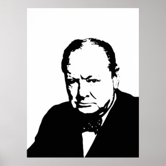 Pôster Winston Churchill - arte do vetor preto e branco