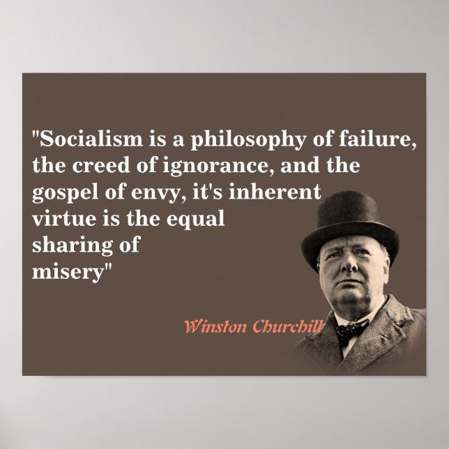 Poster Winston Churchill Cita O Socialismo (Frente)