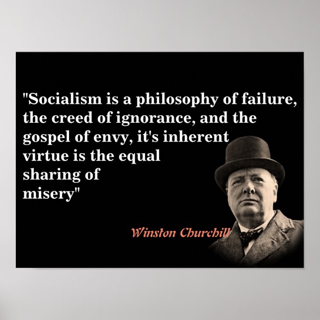 Poster Winston Churchill Cita O Socialismo (Frente)