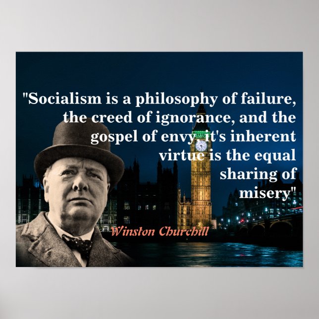 Poster Winston Churchill Cita O Socialismo (Frente)