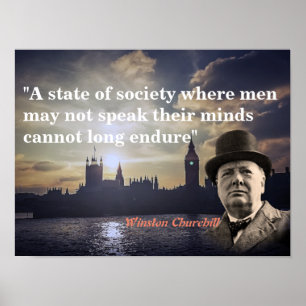 Poster Winston Churchill Cita Sobre A Liberdade De Expres