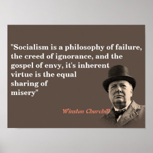 Poster Winston Churchill Cita Sobre O Socialismo