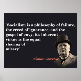 Poster Winston Churchill Cita Sobre O Socialismo