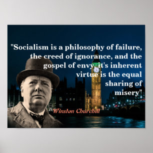 Poster Winston Churchill Cita Sobre O Socialismo