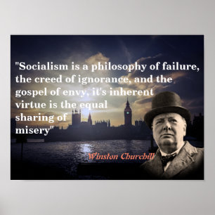 Poster Winston Churchill Cita Sobre O Socialismo