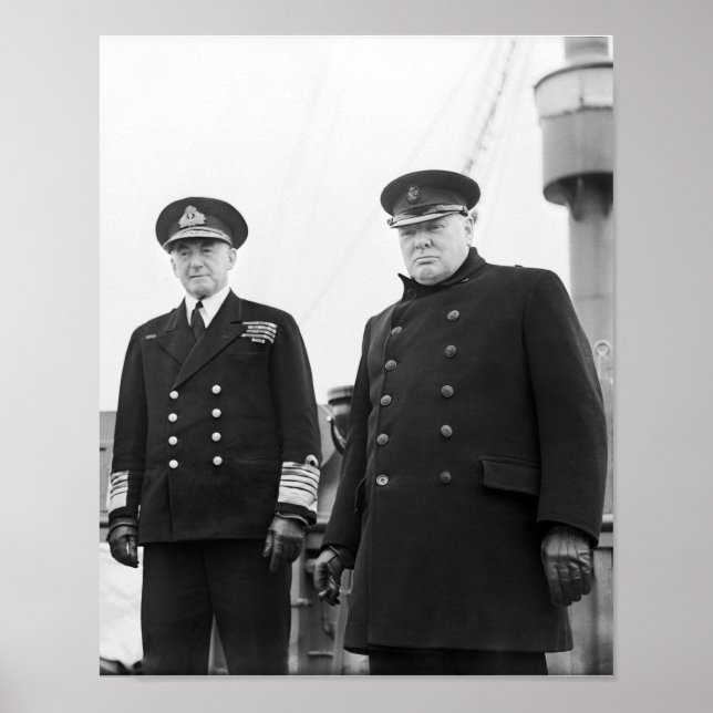 Poster Winston Churchill e Almirante Dudley Pound (Frente)