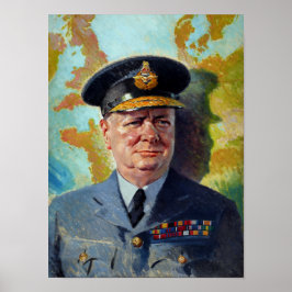 Pôster Winston Churchill Em Pintura Uniforme