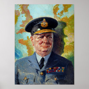 Pôster Winston Churchill Em Pintura Uniforme
