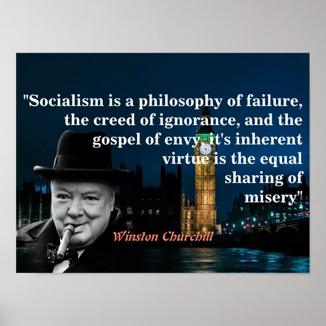 Poster Winston Churchill Quote On Socialism (Frente)