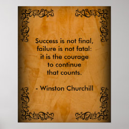 Poster Winston Churchill Quote; Scroll de Sucesso & Stucc