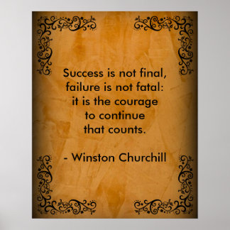 Poster Winston Churchill Quote; Scroll de Sucesso & Stucc