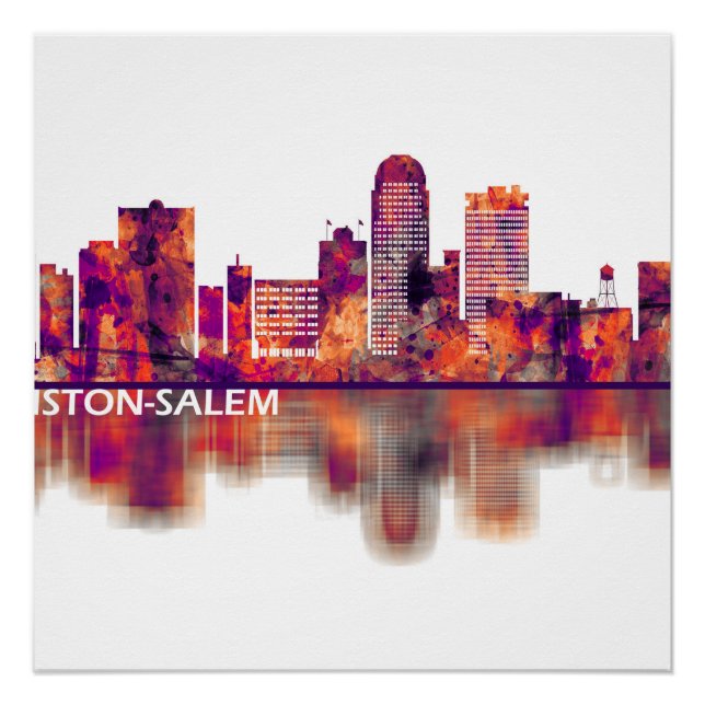 Pôster Winston-Salem North Carolina Skyline (Frente)