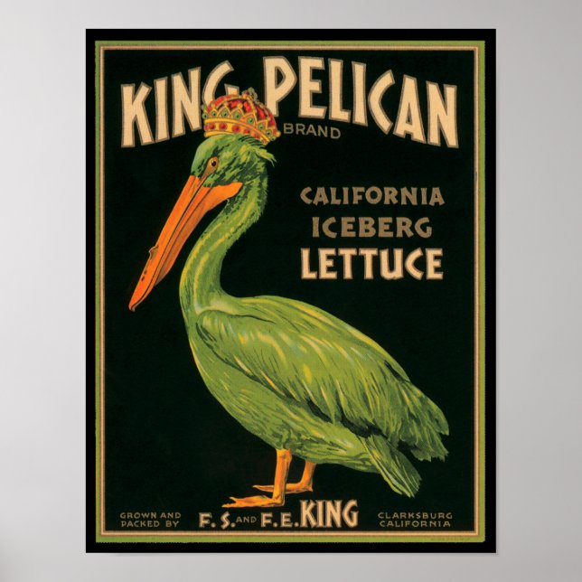 Pôster Wintage King Pelican Lettuch Crate (Frente)